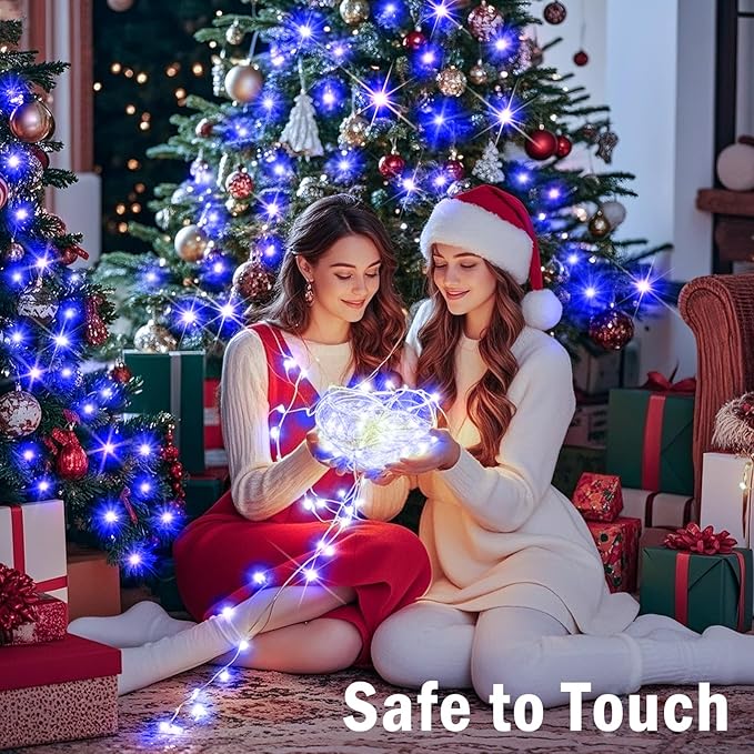 SAUIRS 403FT 1000 LED Christmas Lights Outdoor String Lights with 8 Modes Timer Waterproof Fairy Light Plug in for Outside Indoor Party Xmas Palm Tree Yard Wedding Decorations(Blue)