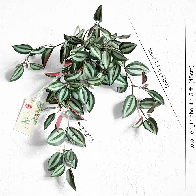 FiveSeasonStuff Real Touch Artificial Hanging Foliage Plant Tradescantia Zebrina House Plants 2 Stems