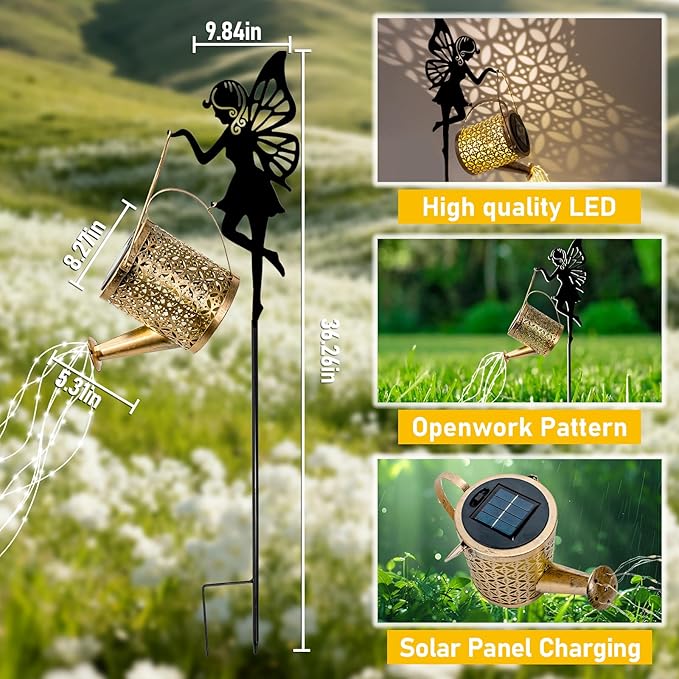 Solar Watering Can Light, Outdoor Decorative Garden Decor Lights for Yard Decorative Birthday Gifts for Women for Patio Yard Statues Garden Decor Gifts