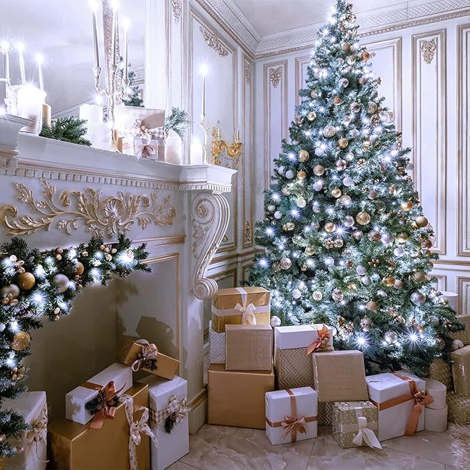 JMEXSUSS 250 LED White Christmas Lights Indoor Outdoor, 91.5ft Connectable Christmas String Lights 8 Modes, Clear Wire Twinkle String Light Plug in for Bedroom Wedding Garden Party Decoration