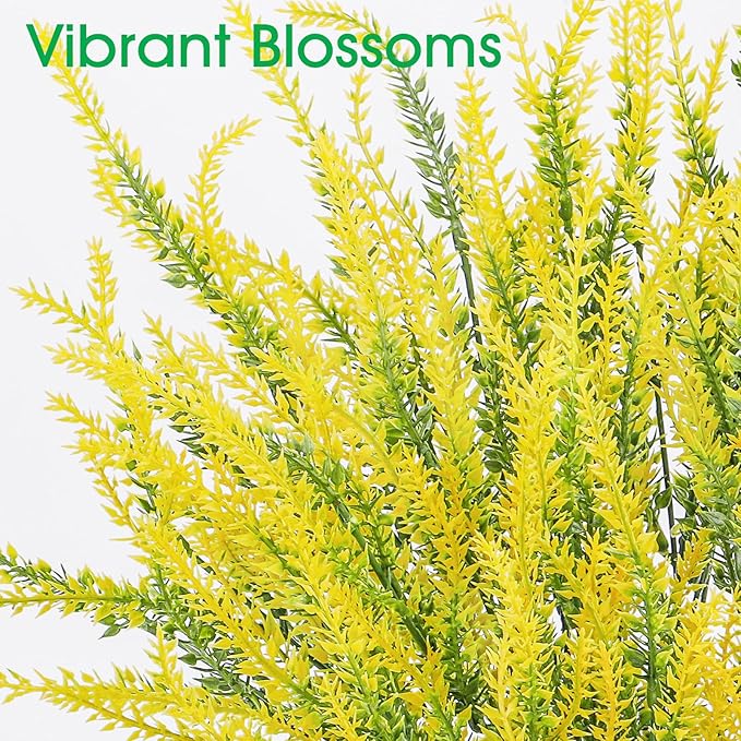 Ouddy Decor 24 Bundles Artificial Lavender Fake Flowers Faux Plastic Plants for Home Wedding Kitchen Garden Patio Window Box Office Table Centerpieces Indoor Outdoor Decor, Yellow