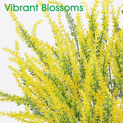 Ouddy Decor 12 Bundles Artificial Lavender Fake Flowers Faux Plastic Plants for Home Wedding Kitchen Garden Patio Window Box Office Table Centerpieces Indoor Outdoor Decor, Yellow