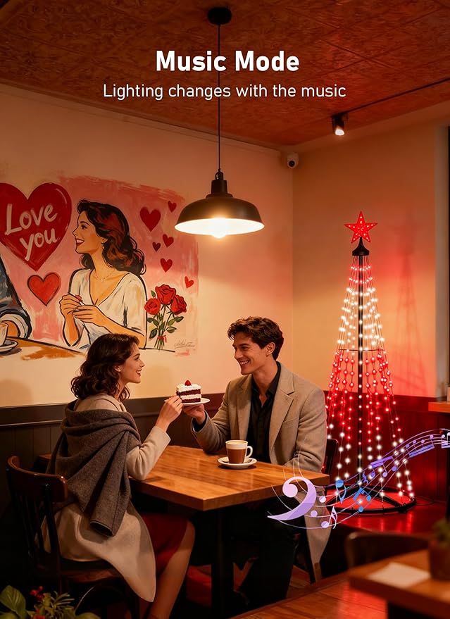 6FT Christmas Cone Tree,Smart RGB LED Lights with App & Remote Control,Music-synced and DIY Multicolor String Lights,Indoor & Outdoor Waterproof Christmas Decoration Lights for House