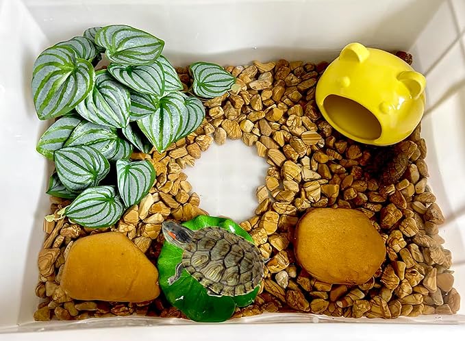 Woyrise Reptile Plants for Terrarium Decor, Ball Python Tank Accessories fit Bearded Dragon Crested Leopard Gecko Lizard Chameleon Snake Frog Tortoise Hermit Crab - Fake Calathea Orbifolia