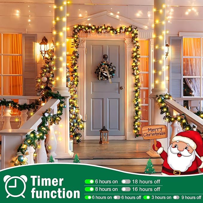 SAUIRS 600FT 1500 LED Christmas Lights Outdoor String Lights with 8 Modes Timer Waterproof Fairy Light Plug in for Outside Indoor Party Xmas Palm Tree Yard Wedding Decorations(Warm White)