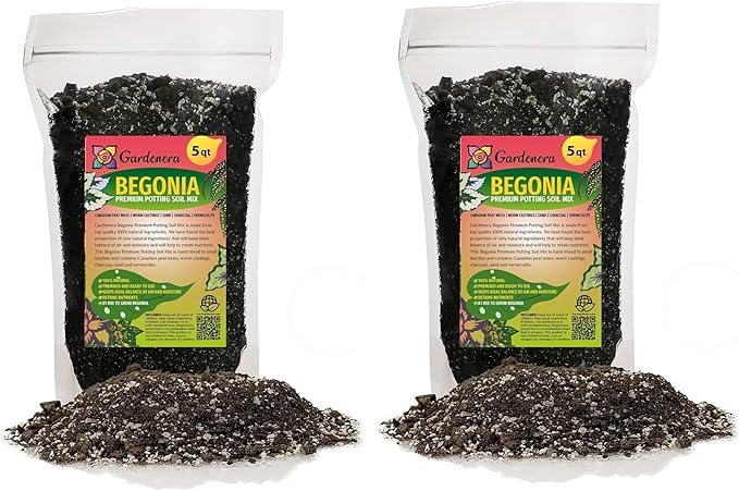 Gardenera Begonia Plant Potting Soil - All-Natural Blend for Thriving Begonia Plants - Boosts Root Health and Enchanting Blooms - 10 Quart