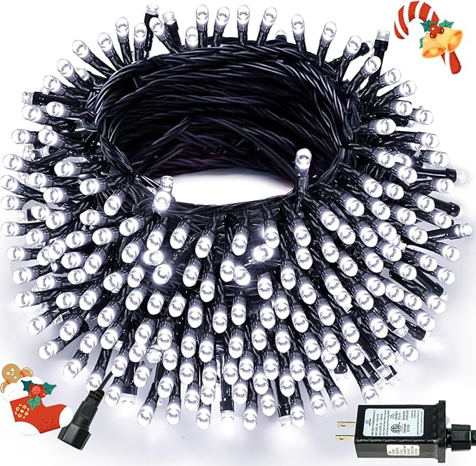 Connectable 300LED 99Ft 13Modes Christmas String Lights Indoor Outdoor | Extendable Green Wire Cool White Christmas Tree Lights with Timer | Twinkle Fairy Light Plug in for Xmas Tree(Cool White)