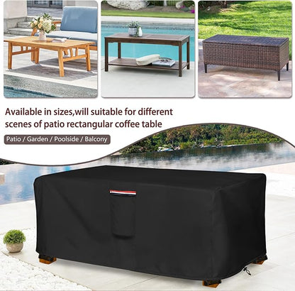 Outdoor Coffee Table Cover,Waterproof Rectangular Patio Small Side Table Cover,48 x 28 x 16 inch, Outdoor Table Covers Waterproof Rectangle,Black