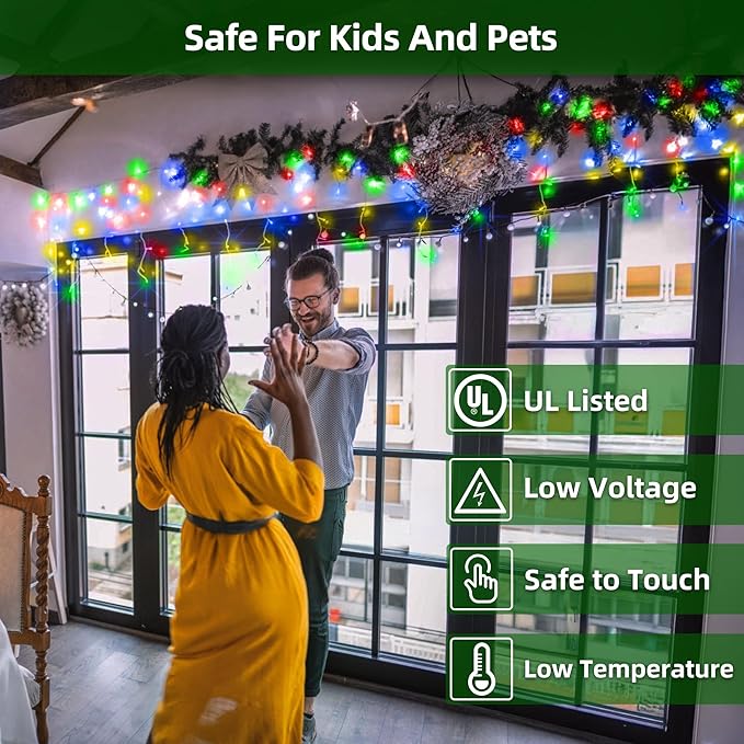 504 LED Christmas Lights with 112 Drops, 50ft 12 Modes Multicolor Fairy String Lights with Timer Dimmable, Waterproof Twinkle Lights for Indoor Outdoor Holiday Wedding Party Eaves Yard Christmas Decor