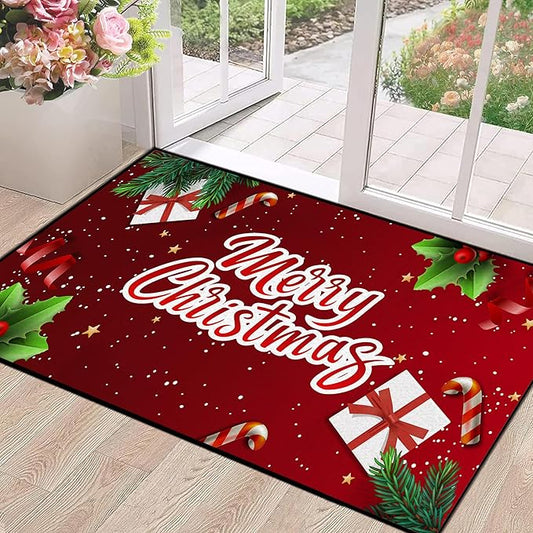 2' X 3' Christmas Rug, Snowflake Rug, Xmas New Year Gift Door Mat for Bedroom Living Room Kitchen, Merry Christmas Indoor Floor Mats for Holiday Festive Decoration,23.6" X 35.4"