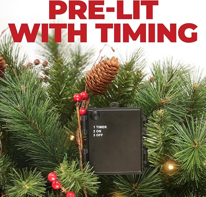 Christmas Tree, 3FT Tabletop Christmas Tree with Cloth Bag Base and LED Light, Pre-Lit Small Artificial Tree with Pine Cones & Red Berries, Christmas Decorative for Outdoor Indoor Porch