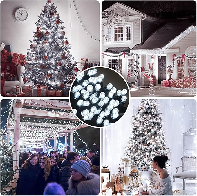 XTF2015 170FT 500 LED Christmas String Lights, Christmas Lights End-to-End Plug 8 Modes - UL Certified - Outdoor Indoor Fairy Lights for Christmas Tree, Garden, Party, Wedding, Holiday (Cool White)