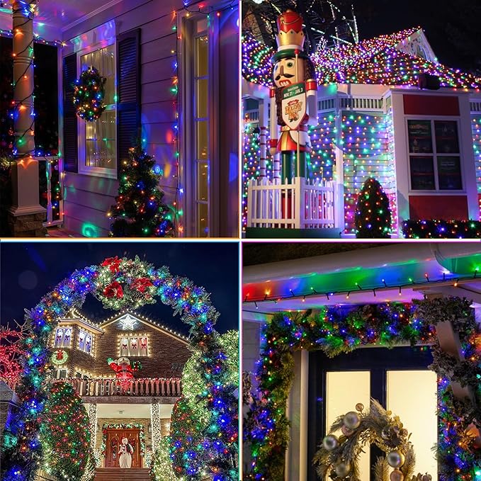Weillsnow 328 FT 1000 LED Christmas String Lights with Remote & Timer, 8 Lighting Modes Twinkle Lights, Waterproof Fairy Lights For Outdoor Bedroom Backyard Tree Wall Christmas Decoration (Multicolor)