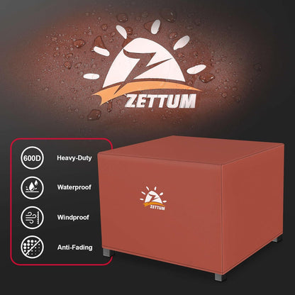 Fire Pit Cover Square 50 Inch - Outdoor Firepit Cover Heavy Duty & Waterproof, 600D Patio Fire Table Covers Large Gas Fire Pit Accessories Fade & Weather Resistant Brown - 50 x 50 x 24 Inch