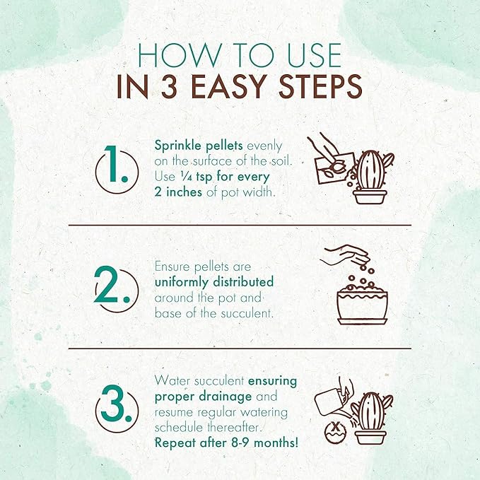 The Grow Co Succulents & Cactus Plant Food - Gentle Long Lasting Formula, Slow Release Fertilizer (Liquid Alternative) for All Potted Succulent, Cacti & Aloe Vera Plants (5 oz)