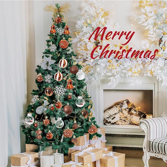 ILLUMINEW 111-Pack Christmas Balls Ornaments,Assorted Shatterproof Christmas Ornaments Set, Luxurious Hanging Pendants Package for Tree Party Holiday Indoor Decor