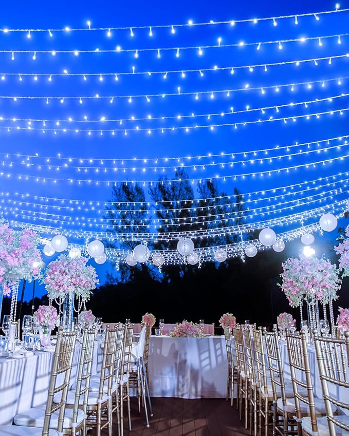 380LED 125FT Christmas Lights, Extra Long Outdoor String Lights Waterproof, Timer & Memory, 8 Modes Dimmable Plug in Fairy for Classroom Decor Outside Tree Wedding Patry Cool White