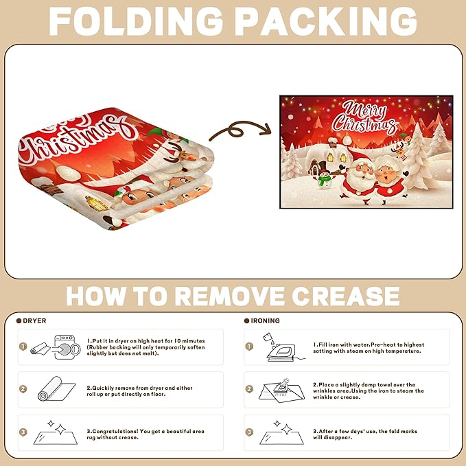 Christmas Area Rug 6' x 9' Washable Living Room Carpet Xmas Snowflake Holiday Decor Indoor Bedroom Throw Rug Decor Low Pile Large Carpet Dining Room Office Nursery