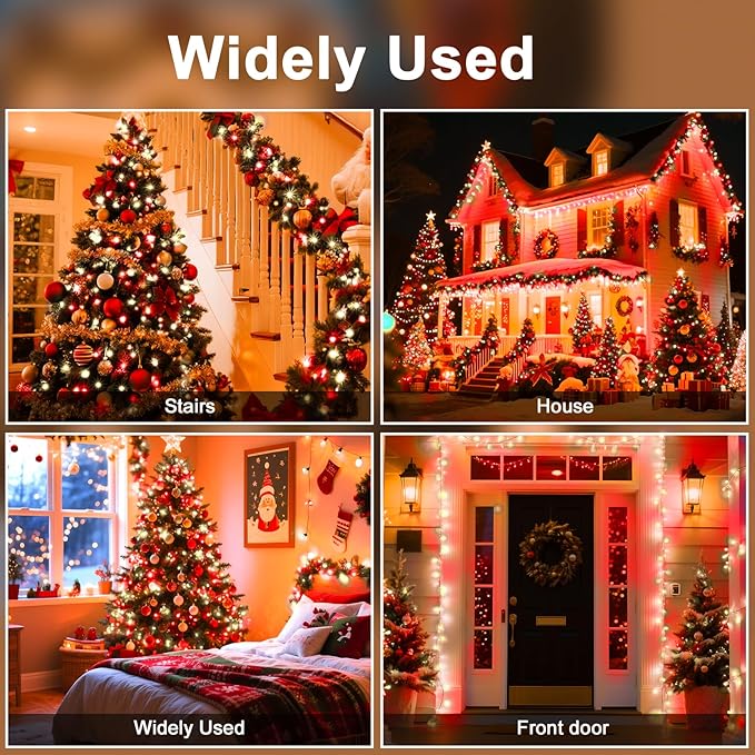 328 FT 1000 LED String Lights Outdoor Indoor, Christams String Lights Waterproof 8 Modes & Timer, Fairy Lights Plug in for Bedroom, Weeding, Patio, Party, Holiday,Christmas Decor (Red+Warm)