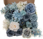 Artificial Flowers Combo Box Set Dusty Blue Flowers for DIY Wedding Bouquet Arrangements Bridal Shower Party Home Decorations(White Blue Rose)