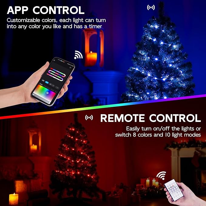 Green 3ft Christmas Tree with Lights, Small 36inch Artificial Tree Mini Table Top Decorations, Xmas Desk Tree with 80 Colored Lights, 200 Branch, Holiday Decor for Home,Indoor Office Tabletop