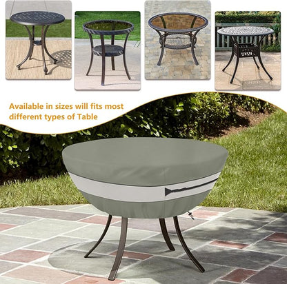 Round Patio Table Cover,Suitable for 42 Inch Diameter Patio Round Table,Waterproof Heavy Duty Round Outdoor Coffee Table Cover Grey Green