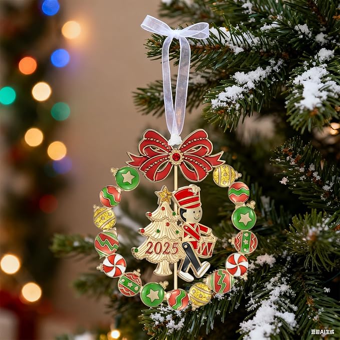 Laraine Christmas Tree Ornaments – 2025 Decorative Rotation Hanging Pendant of Car Charm Holiday Keepsake Gift Home Decor (Gold-Drummer Boy (2025))