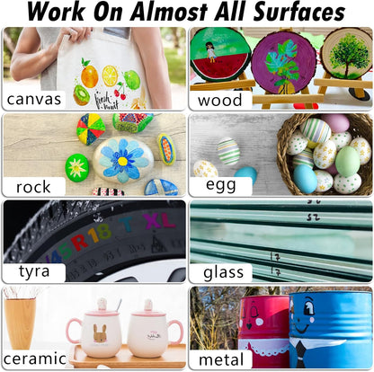 Green Paint Pens Paint Markers - 12 Pack Permanent Quick Dry Waterproof Marker Pens for Rocks Wood Fabric Plastic Canvas Glass Mugs Metal Tire Stone