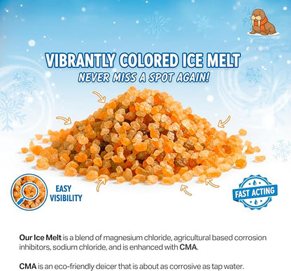 Orange Walrus CMA Ice Melt 8 lb Pet Safe De-Icer Works in Extreme Winter Conditions Safe for Driveways, Sidewalks & Steps