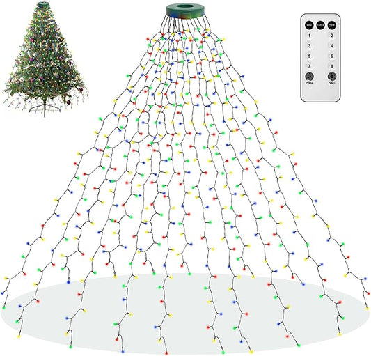 aneeway 400 LED Christmas Tree Lights, Christmas Lights with 8 Light Modes & Memory Function, 6.6FT x 16 String Light with Timing Function & Remote Control for Xmas Ornaments - Multicolor