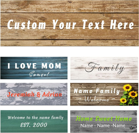 DOARTDO Custom Canvas Sign Prints Text Wall Art Personalized Quotes Wall Decor Rustic Wood Background Picture Customized Gifts (10x30inch)