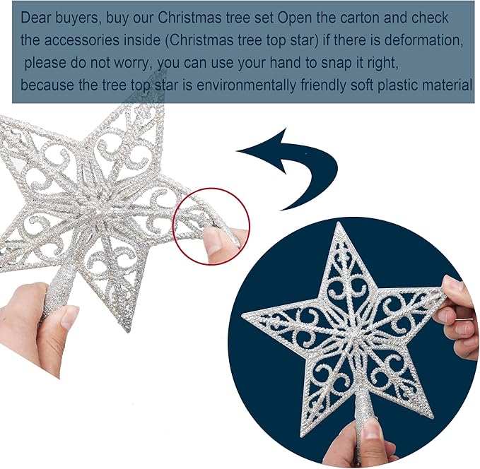 6ft White Christmas Tree, Xmas Tree Artificial Christmas White Trees with 1005 Branch Tips and Decorations(1pcs Top Star, 2set 200 Tips Battery Boxes Powered,Pencil Christmas Tree Holiday Decorations