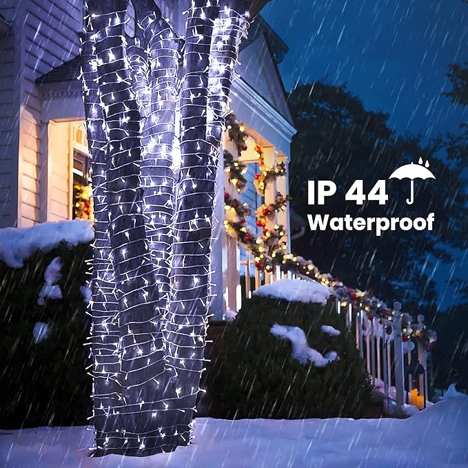 Jnaurb Led String Lights, 75 Feet 200 Led Fairy Twinkle Lights, Plug in String Light 8 Modes Waterproof for Home, Party, Xmas Tree Decorations(White) (JT-ELFC300V0200-C)