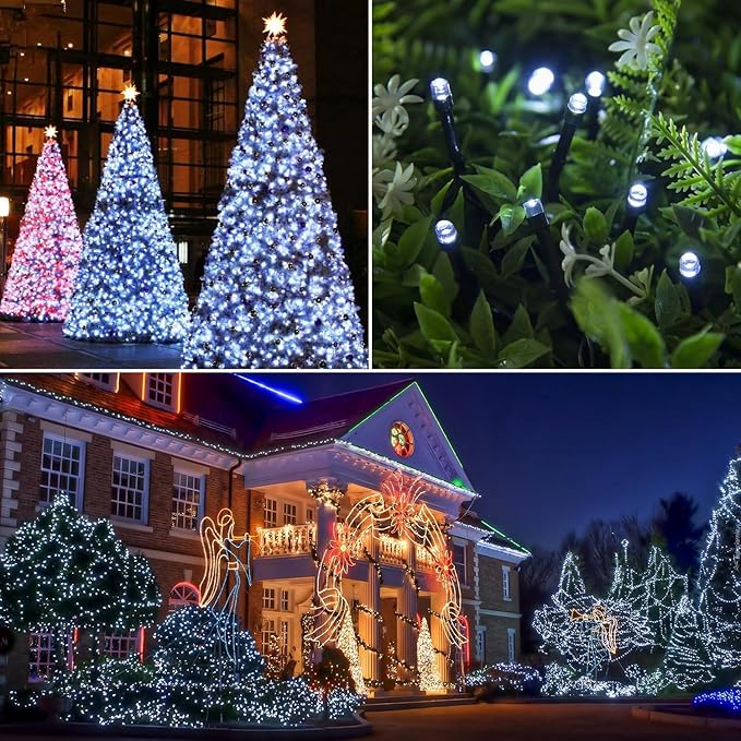 weillsnow 328 FT 1000 LED Christmas String Lights with Remote & Timer, 8 Lighting Modes Twinkle Lights, Waterproof Fairy Lights for Outdoor Bedroom Backyard Tree Wall Christmas Decoration (White)