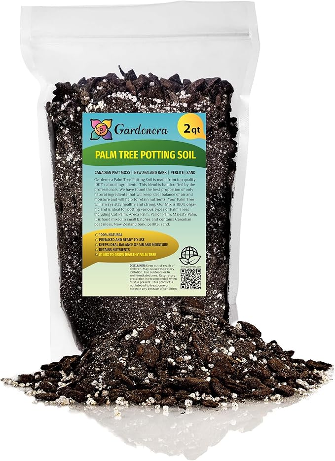 GARDENERA Palm Tree Potting Mix - The Ultimate Soil for Strong and Healthy Palms - Top Choice for Palm Tree Growers [2 Quart Bag]