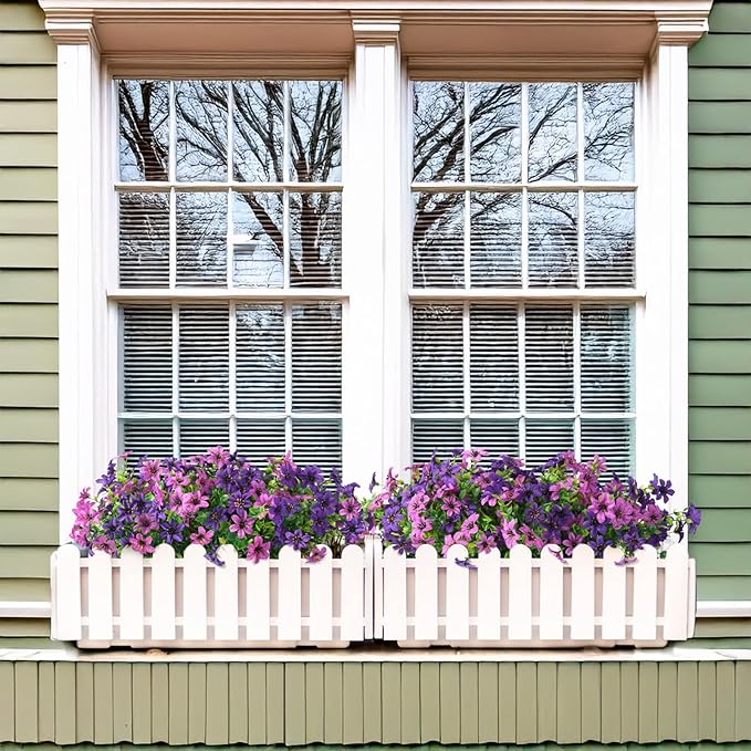 Artificial Flowers for Outdoors, 12 Bundles Multicolor Faux Silk Flower Spring Summer Decoration, Artificial Plants Fake Outdoor Flowers UV Resistant No Fade for Home Planter Porch Patio Yard Decor