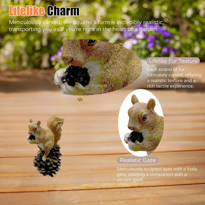 Squirrel on Pinecone Garden Statue – 6 inch Polyresin Outdoor Figurine, Weatherproof Wildlife Decor, Rustic Yard Ornament for Patio, Lawn & Home Accents