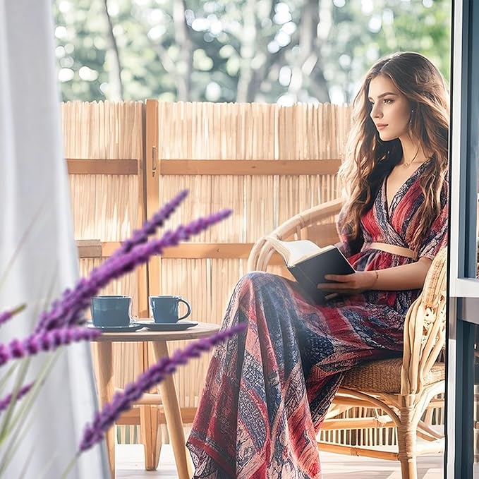 KOL 4ft 2-Pack Artificial Veronica Horsetail Reed Grass – 47in Tall Faux Purple Grass Plants in Pots, UV Resistant Fake Greenery for Indoor Outdoor Home, Office, Patio & Wedding Décor