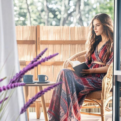 KOL 4ft 2-Pack Artificial Veronica Horsetail Reed Grass – 47in Tall Faux Purple Grass Plants in Pots, UV Resistant Fake Greenery for Indoor Outdoor Home, Office, Patio & Wedding Décor