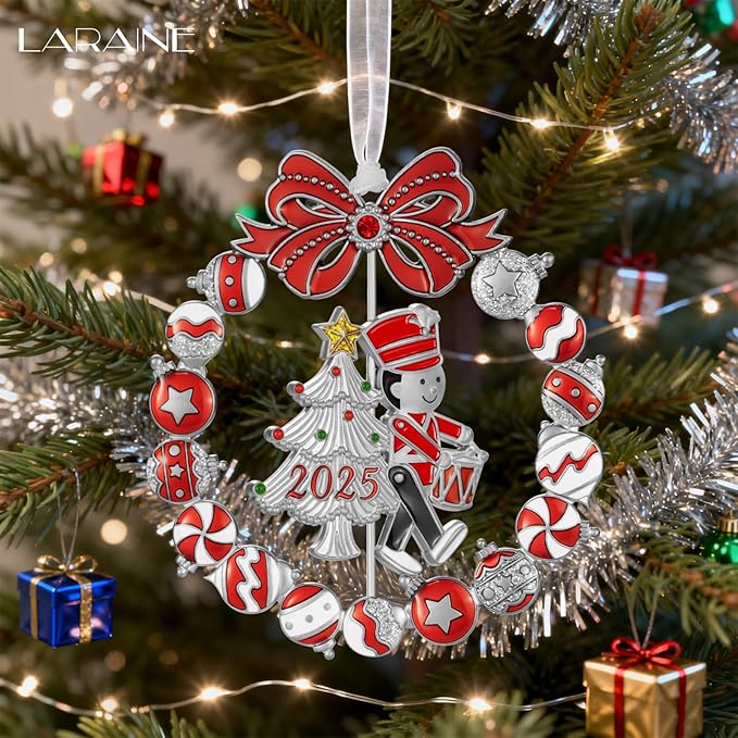 Laraine Christmas Tree Ornaments – 2025 Decorative Rotation Hanging Pendant of Car Charm Holiday Keepsake Gift Home Decor (Drummer Boy (2025))