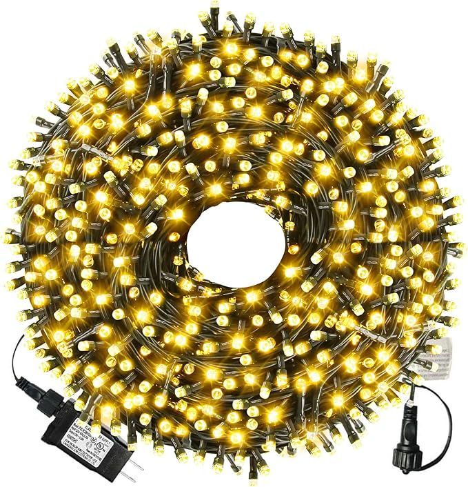 XTF2015 336ft 1000 LED Christmas Long String Lights, 8 Lighting Modes Waterproof Christmas Tree Lights Outdoor Indoor Fairy Light for Patio, Garden, Party, Wedding, Holiday Decorations (Warm White)