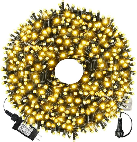 XTF2015 336ft 1000 LED Christmas Long String Lights, 8 Lighting Modes Waterproof Christmas Tree Lights Outdoor Indoor Fairy Light for Patio, Garden, Party, Wedding, Holiday Decorations (Warm White)