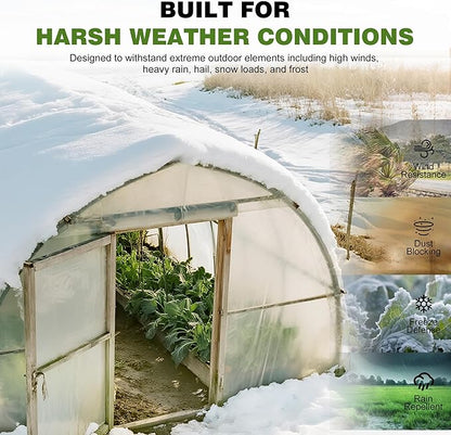 6 Mil Plastic Sheeting 10x25 FT Clear, Greenhouse Plastic Sheeting Heavy Duty, Polyethylene Film, UV Resistant, Tear-Proof, for Garden, Agriculture, Painting Floor Protection