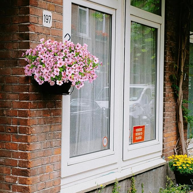 14 Bundles Fake Mums Fake Plants Artificial Mums for Outdoors Artificial Flowers for Yard Porch Home Garden Fall Indoor Outdoor Decor(Pink)