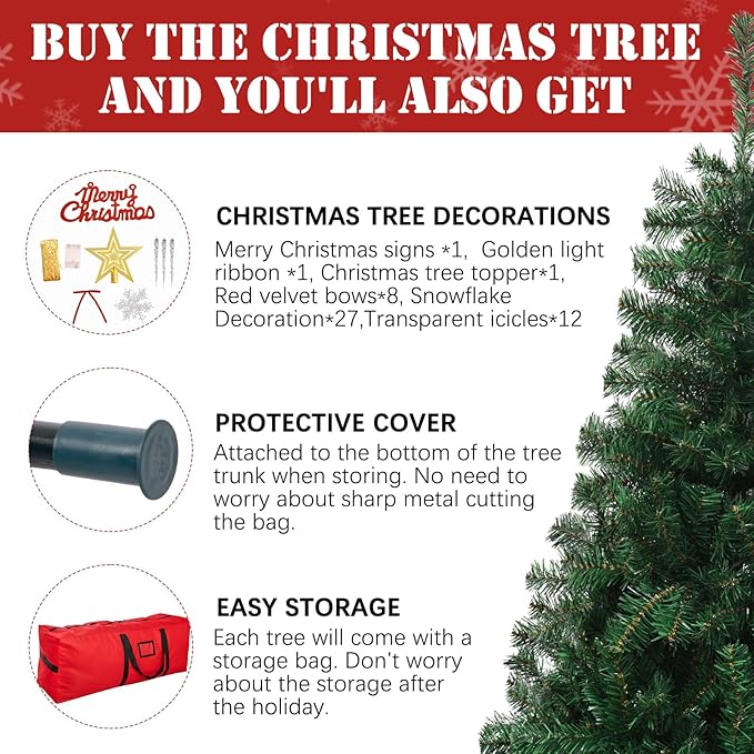 4FT Premium Christmas Tree, Small Spruce Artificial Holiday Xmas Tree with 450 PVC Branch Tips & Foldable Metal Stand for Home, Office, Party Decoration,Green