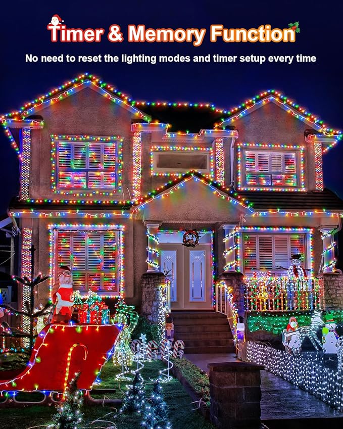 355FT 900 Christmas Lights, Extra Long Outdoor String Lights Waterproof, Timer & Memory, 8 Modes Dimmable Plug in Fairy Lights for Classroom Tree Patry Holiday Indoor Decorations, Multicolor
