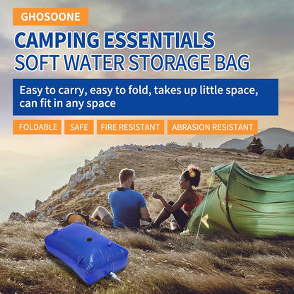 540 L/142 Gal Water Bladder Tank, Foldable Portable Water Storage Container, Emergency Water Bag for RV, Truck Bed, Fire Prevention, Drought Resistance, Blue