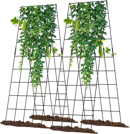 Cucumber Trellis 2 Pack, 59" H Foldable A-Frame Garden Trellis for Raised Bed Garden Grow Support with Plant Support Clips, Twist Ties for Cucumber,Tomato, Climbing Plants and Flowers