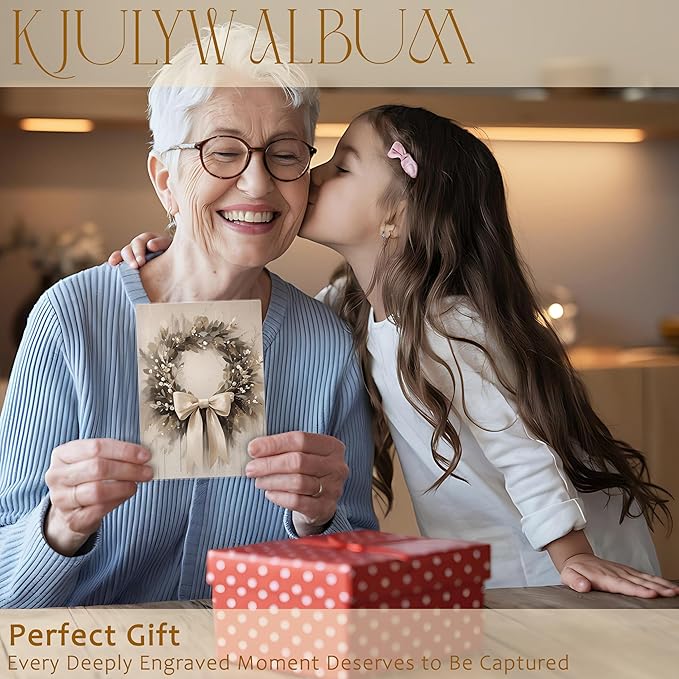 Christmas Photo Albums 4x6 inch Hold 36 PicturesPictures, Vintage Coquette Bow Christmas Wreath Small Memory Photo Album Book for Baby Family Graduation Wedding Travel Vacation