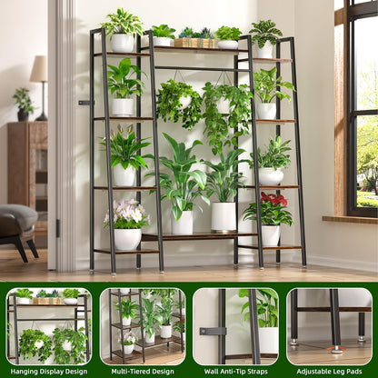 Plant Stand Indoor with Grow Lights, 6 Tiered Metal Plant Shelf, 55" Large Plant Stand for Indoor Plants Multiple, Corner Plant Holder Display Shelves, Tall Plant Rack for Living Room, Patio